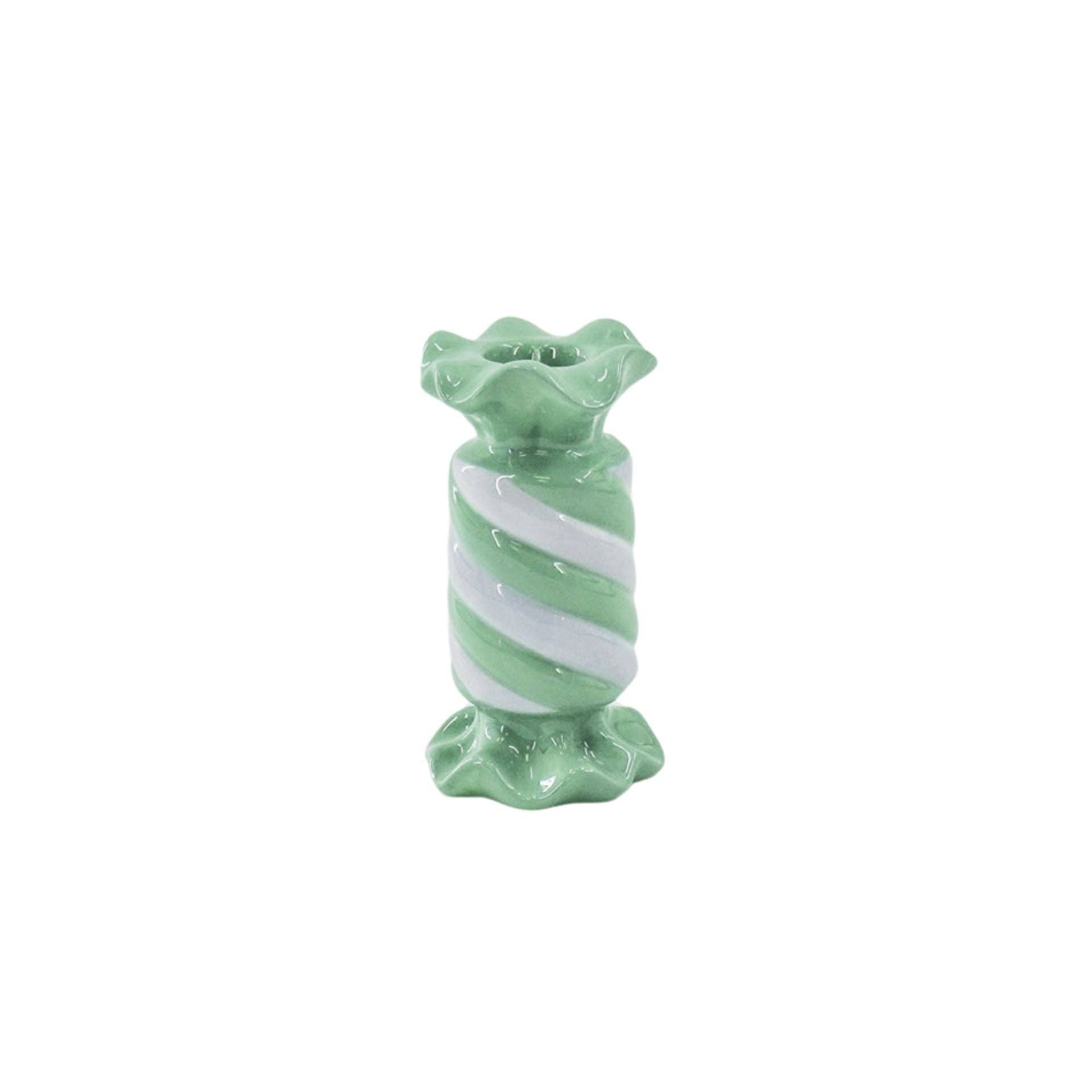 Candlestick - Toffee Candy - Ceramic - Mint/Lilac - 7.5x7.5x13 cm