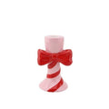 Candelabro - Righe con Fiocco - Rosa/Rosso - 9x8x14cm
