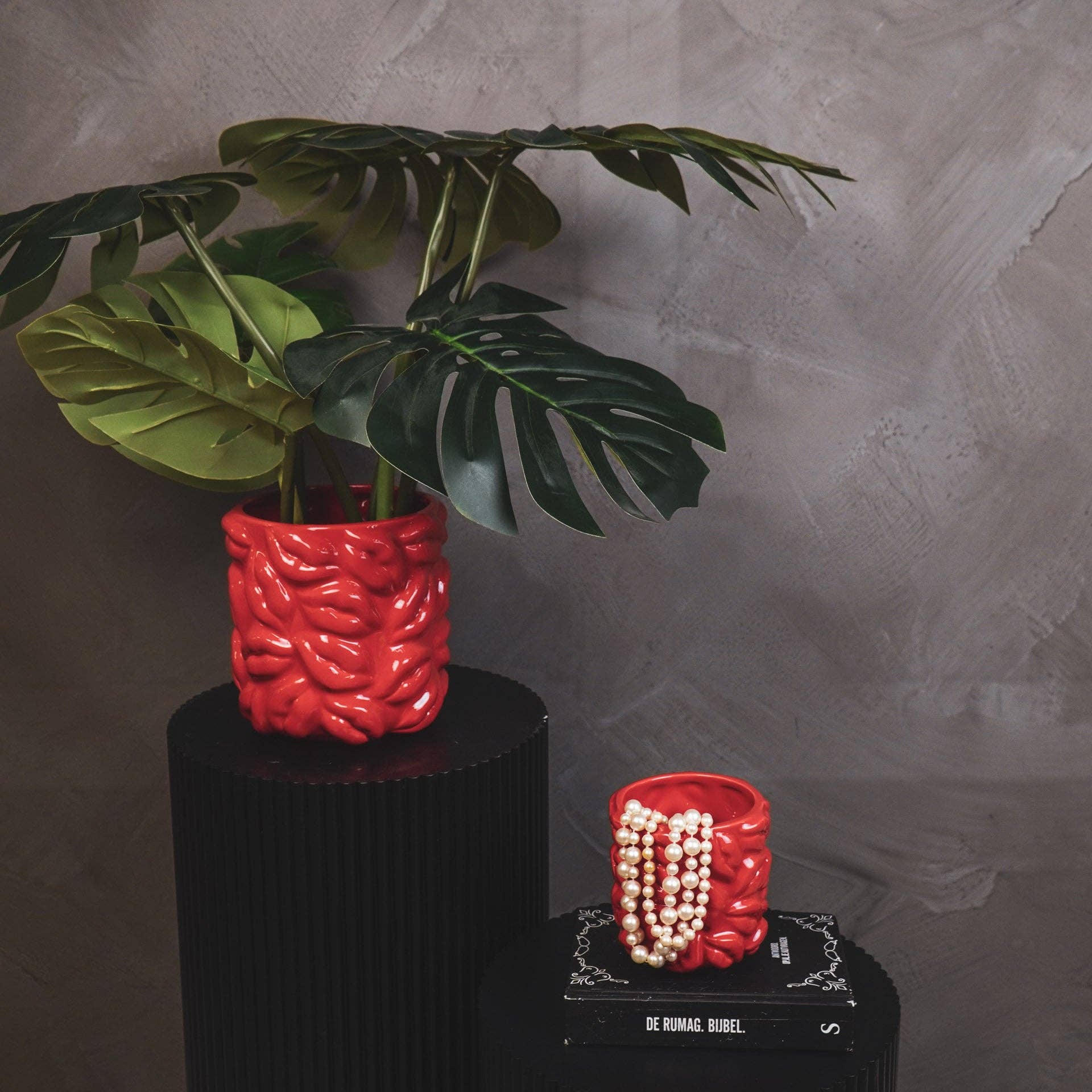 Vaso - Baci - Ceramica - Rosso - 17,5x17,5x17,5cm