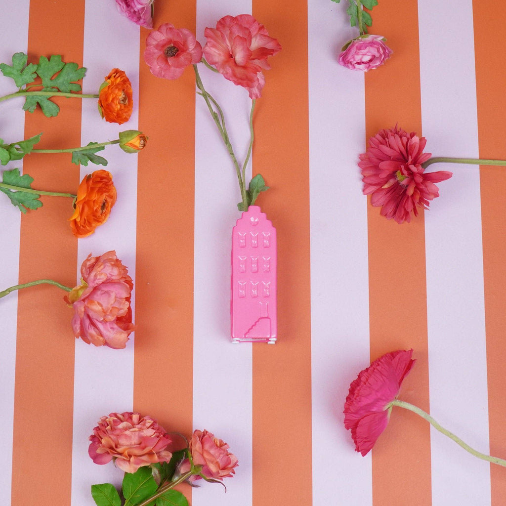 Vaso per fiori - Vaso per la casa - Ceramica - Rosa neon - 5x4,5x14,5 cm