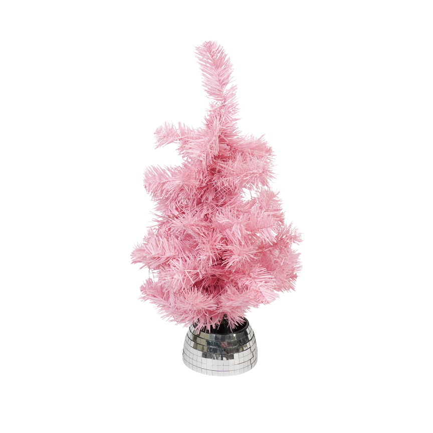 Arbre artificiel - Sapin de Noël - Lumière LED - Pile - Rose - 50 cm