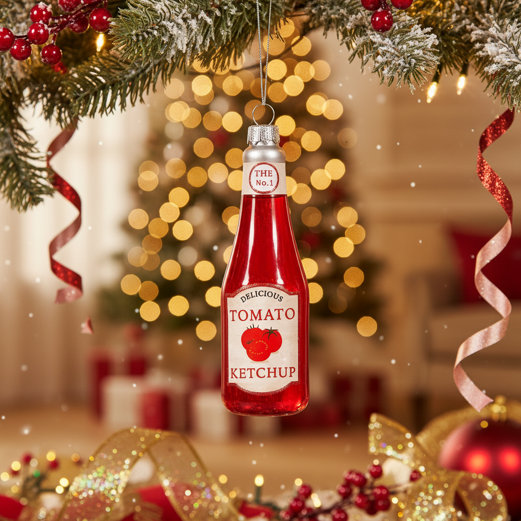 Boule de Noël Bouteille de Ketchup