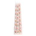 Set of 3 tapered candles with a tulip pattern