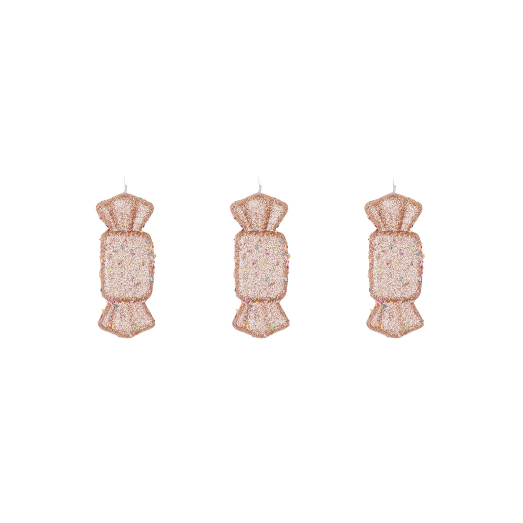 Ganci di Natale - 3 caramelle di gomma al mou, marrone/Disco Dip - S3-5.5x