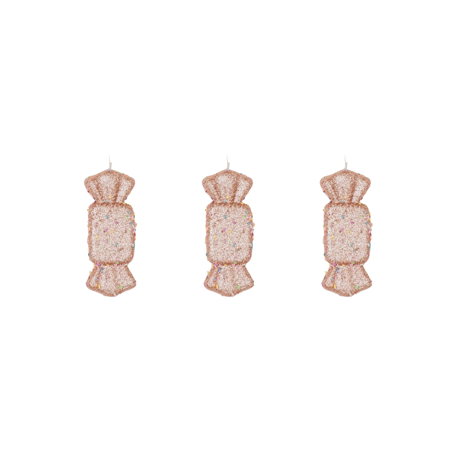 Ganci di Natale - 3 caramelle di gomma al mou, marrone/Disco Dip - S3-5.5x