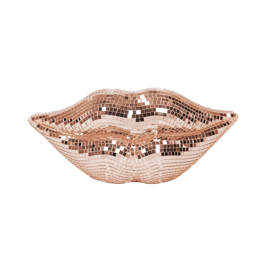 Ornamento - Disco Lip - Vetro - Oro Rosa - 29x10x13,5cm