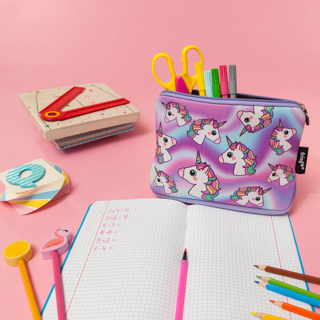 Grande trousse scolaire – licornes holographiques