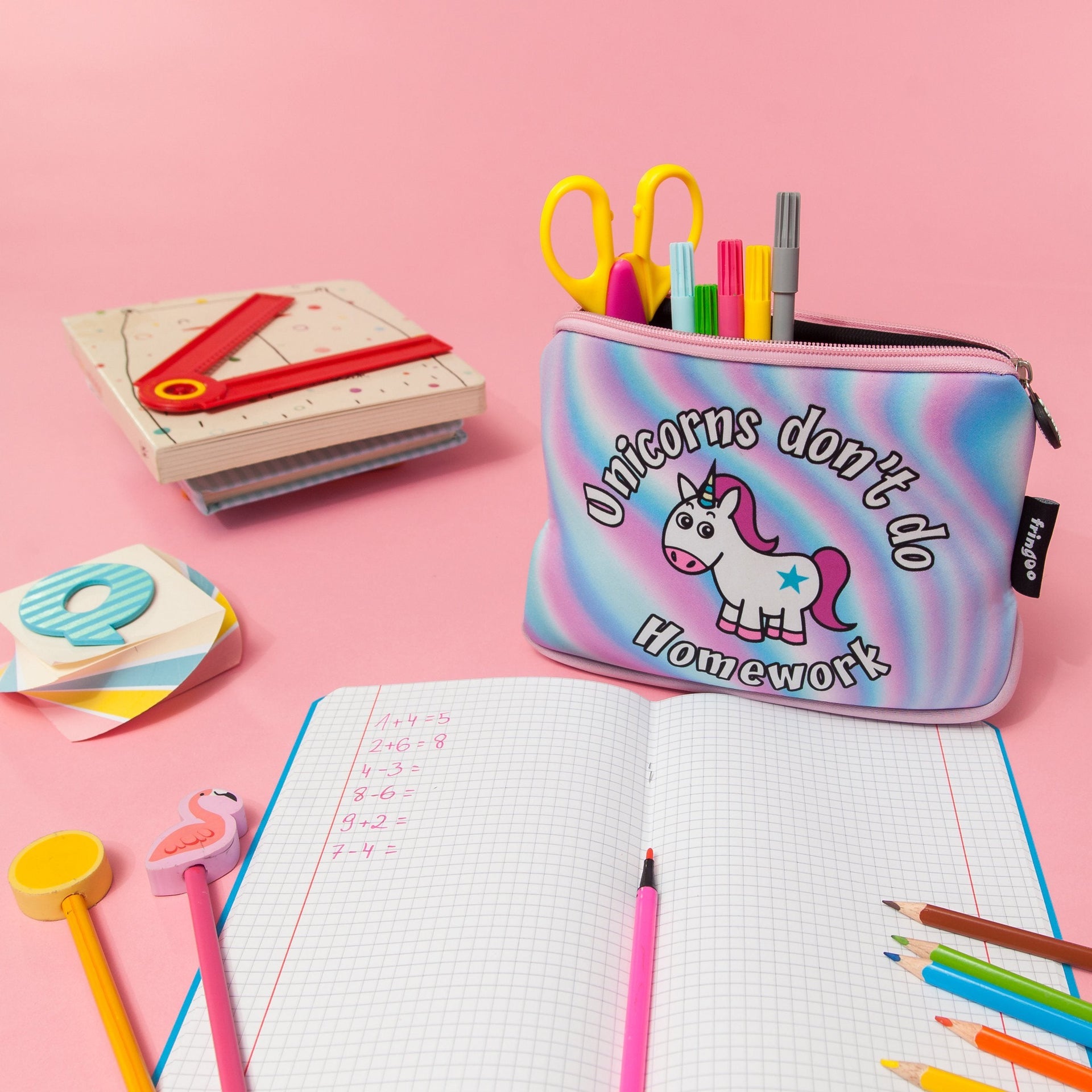 Grande trousse scolaire – licorne « Homework »