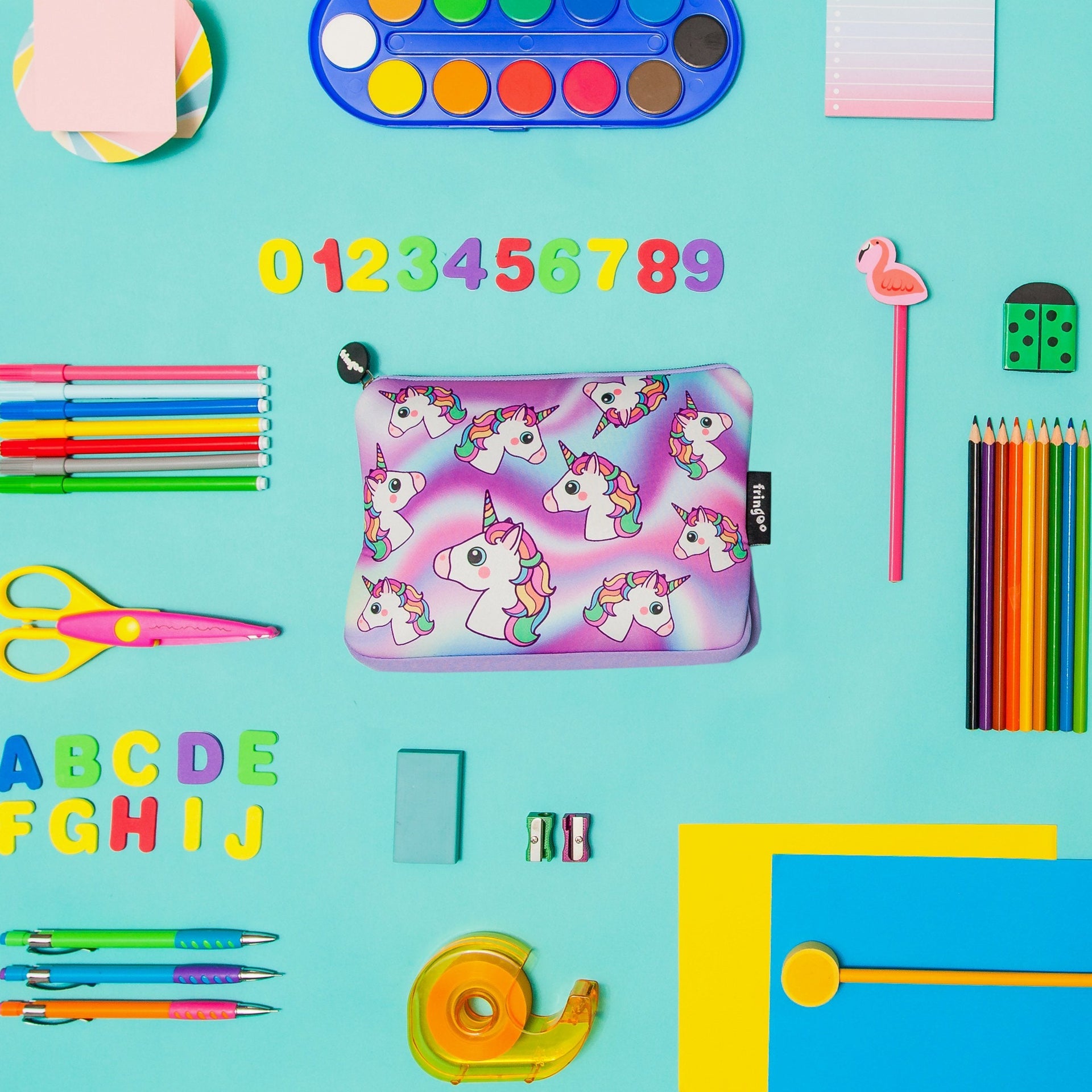 Grande trousse scolaire – licornes holographiques