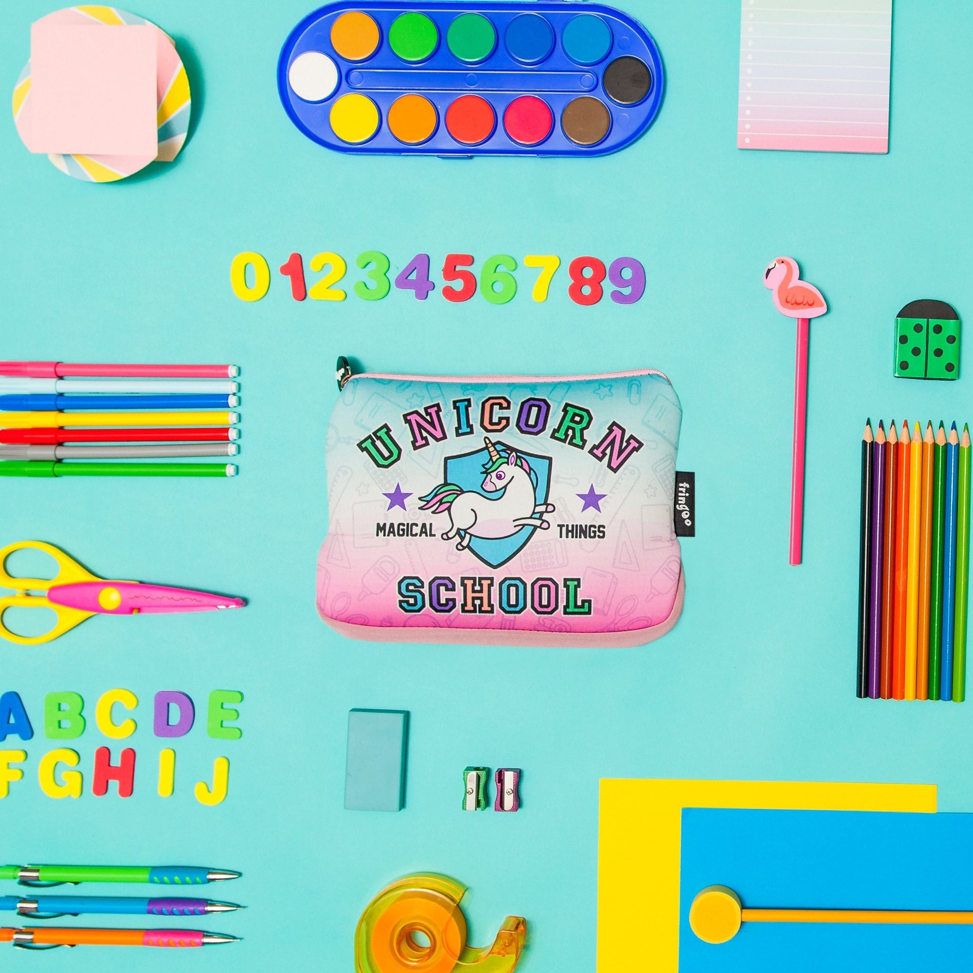Grande trousse scolaire – motif licorne