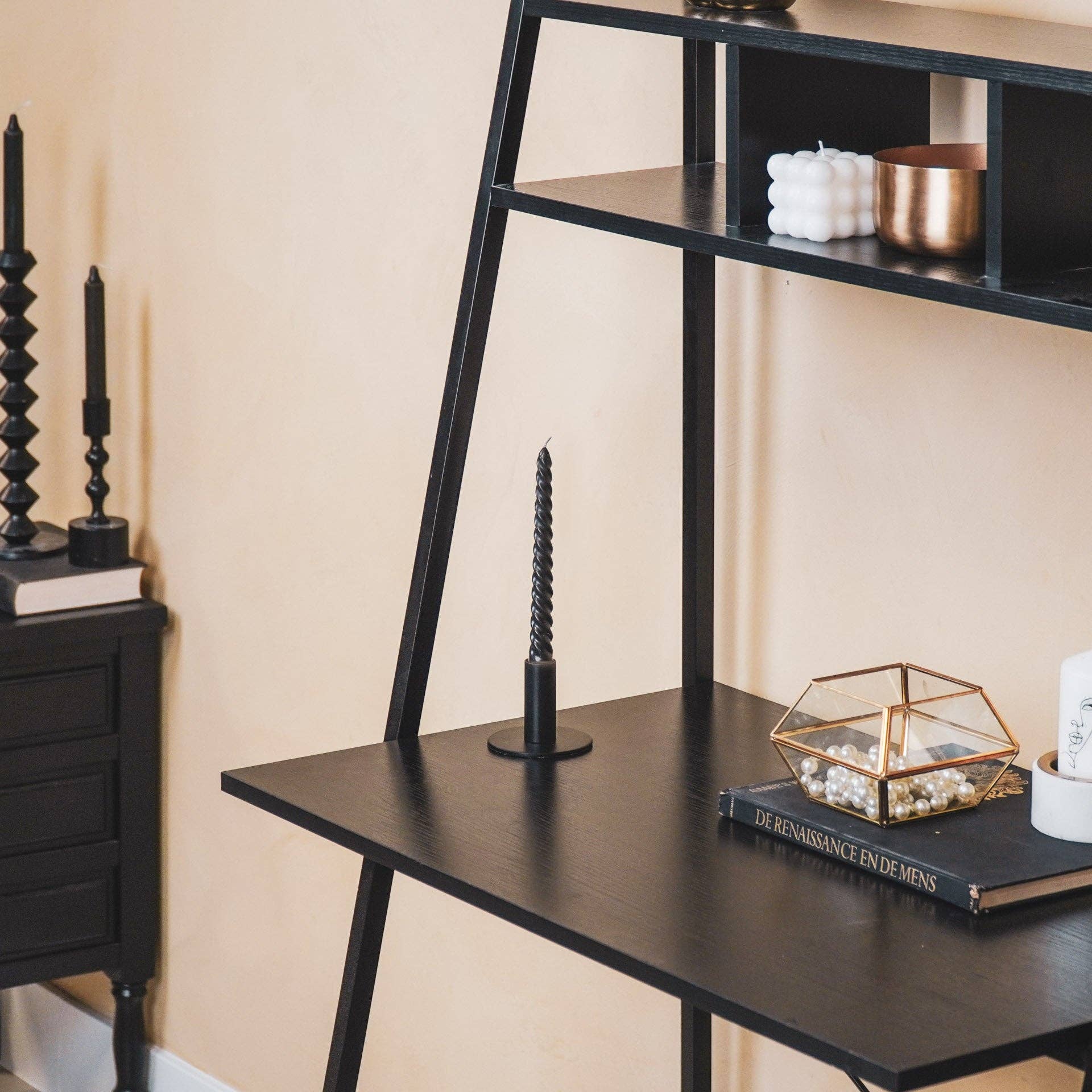 Candelabro - Base - Metallo - Nero - 8x8x6,5cm