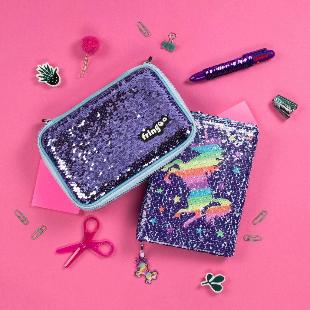 Carnet à sequins licorne arc-en-ciel