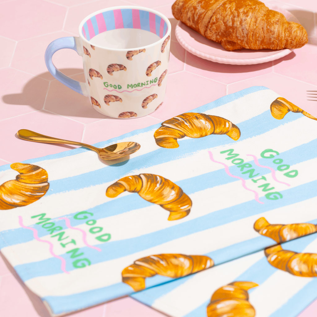 "Good Morning" Croissant Tea Towel