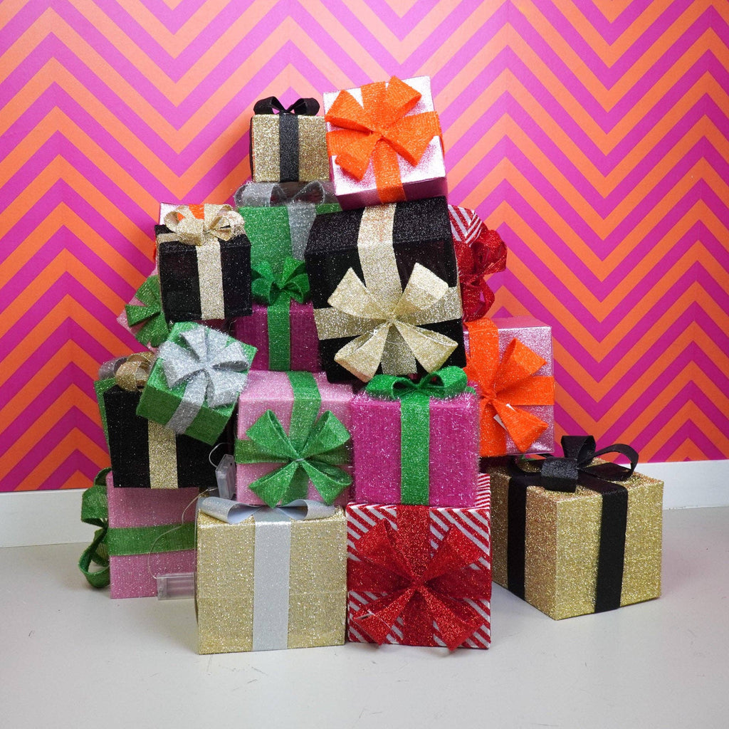 Regalo di Natale a LED - S3 - Polistirolo - Rosa/Verde - 15/20/25cm