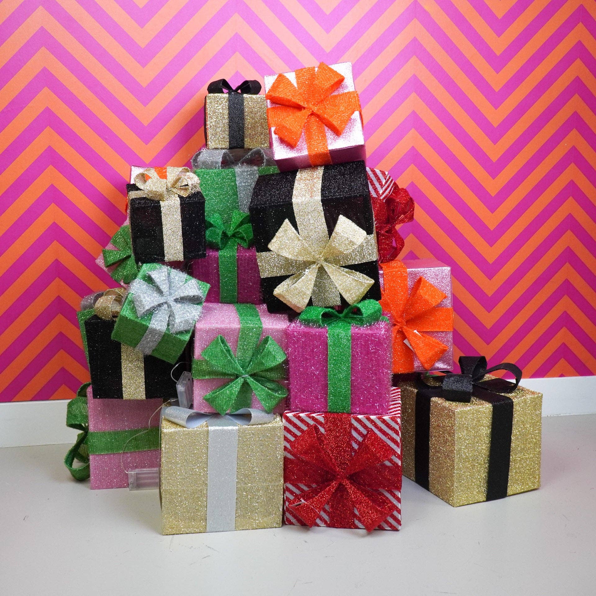Regalo di Natale a LED - S3 - Polistirolo - Rosa/Verde - 15/20/25cm