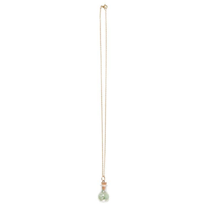Collier Bouteille de Potion Aventurine Sorcière Verte