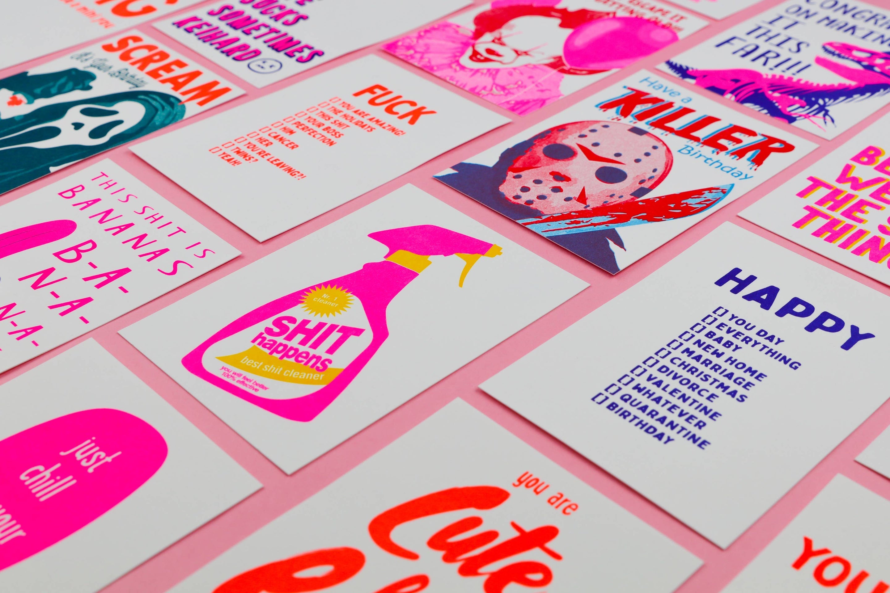 Carte Postale Rhizographie Spray Nettoyant “Shit Happens”