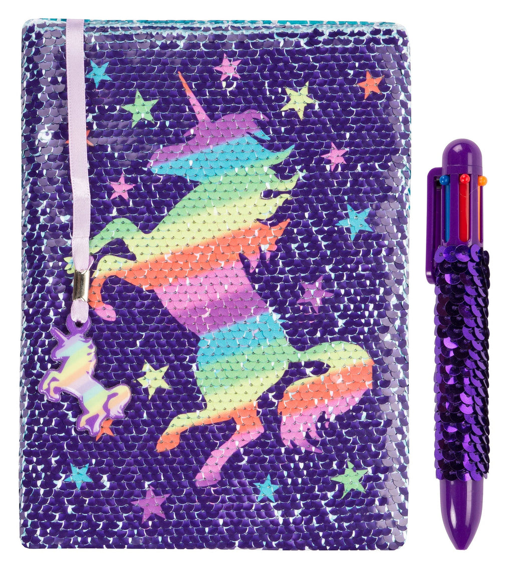 Carnet à sequins licorne arc-en-ciel