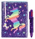 Carnet à sequins licorne arc-en-ciel