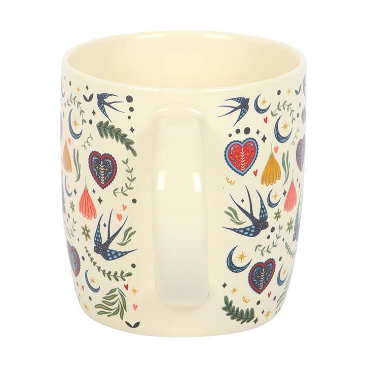 Tazza floreale folk color crema