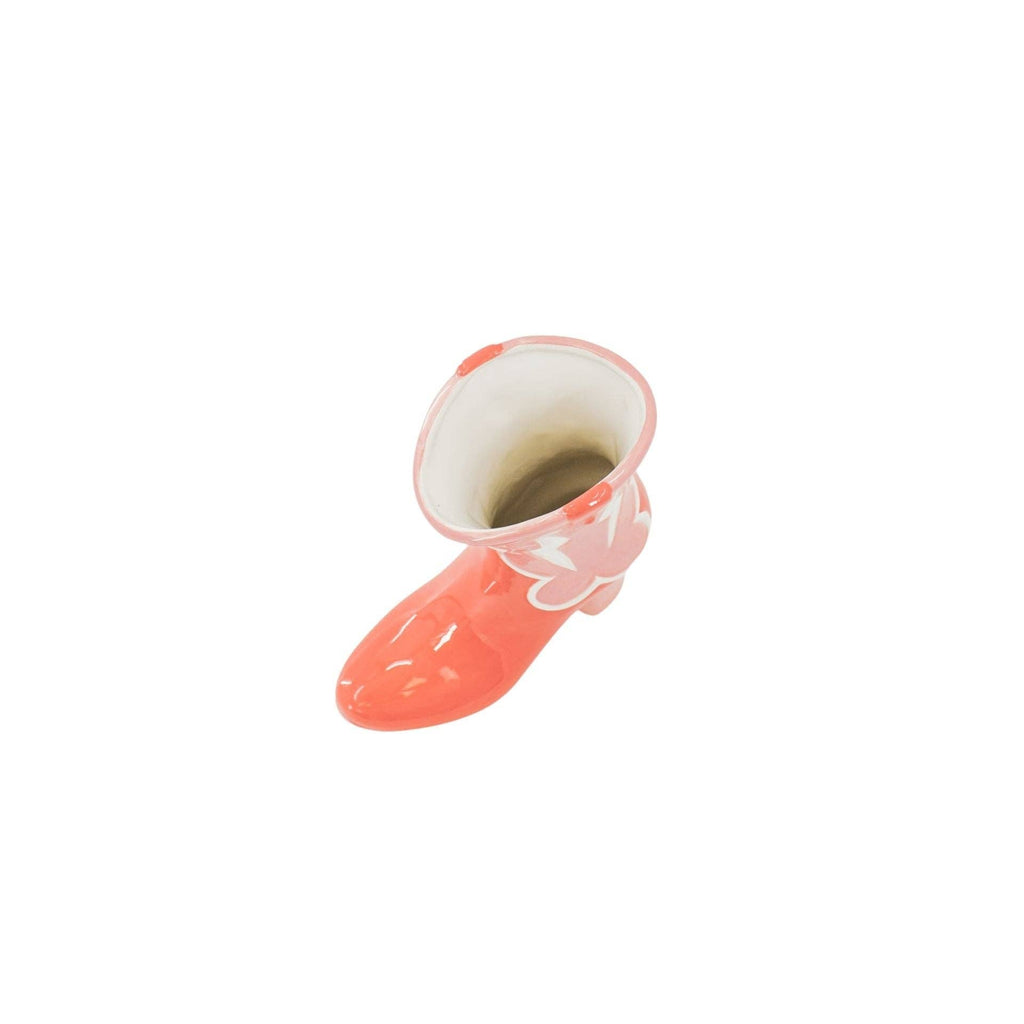 Flower vase - Boot-shaped vase - Ceramic - Pink/Orange - 16.5x10.5x26.5cm