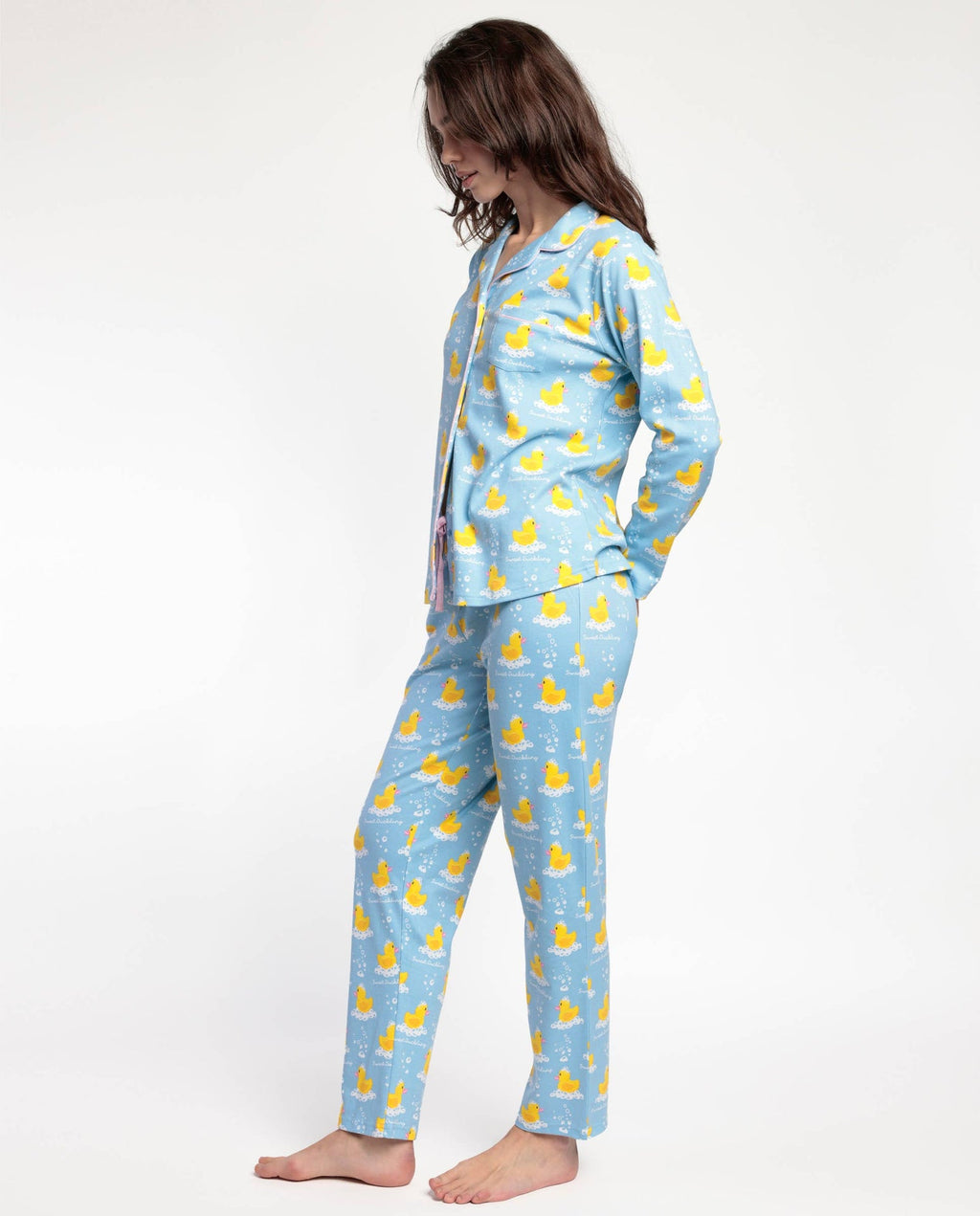 Pyjama à manches longues ouvert Femme - Canard « Sweet Duckling”