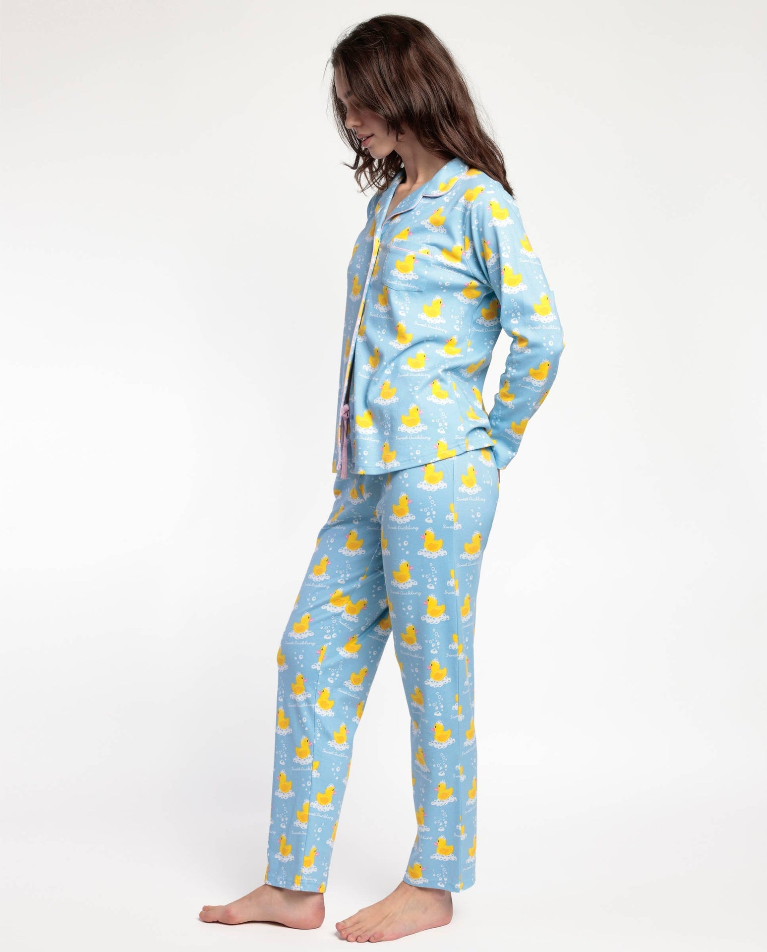 Pyjama à manches longues ouvert Femme - Canard « Sweet Duckling”