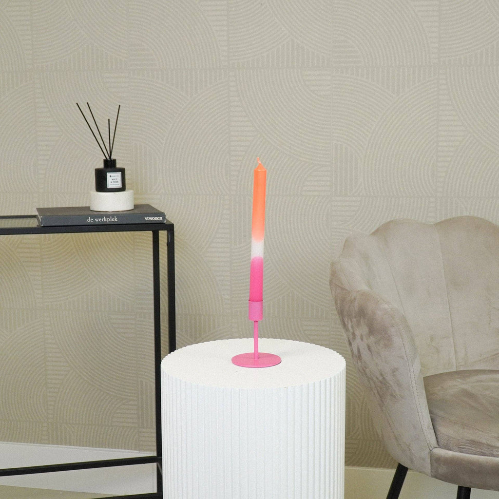 Portacandele - Basic - Metallo - Rosa Neon - 8x8x10cm