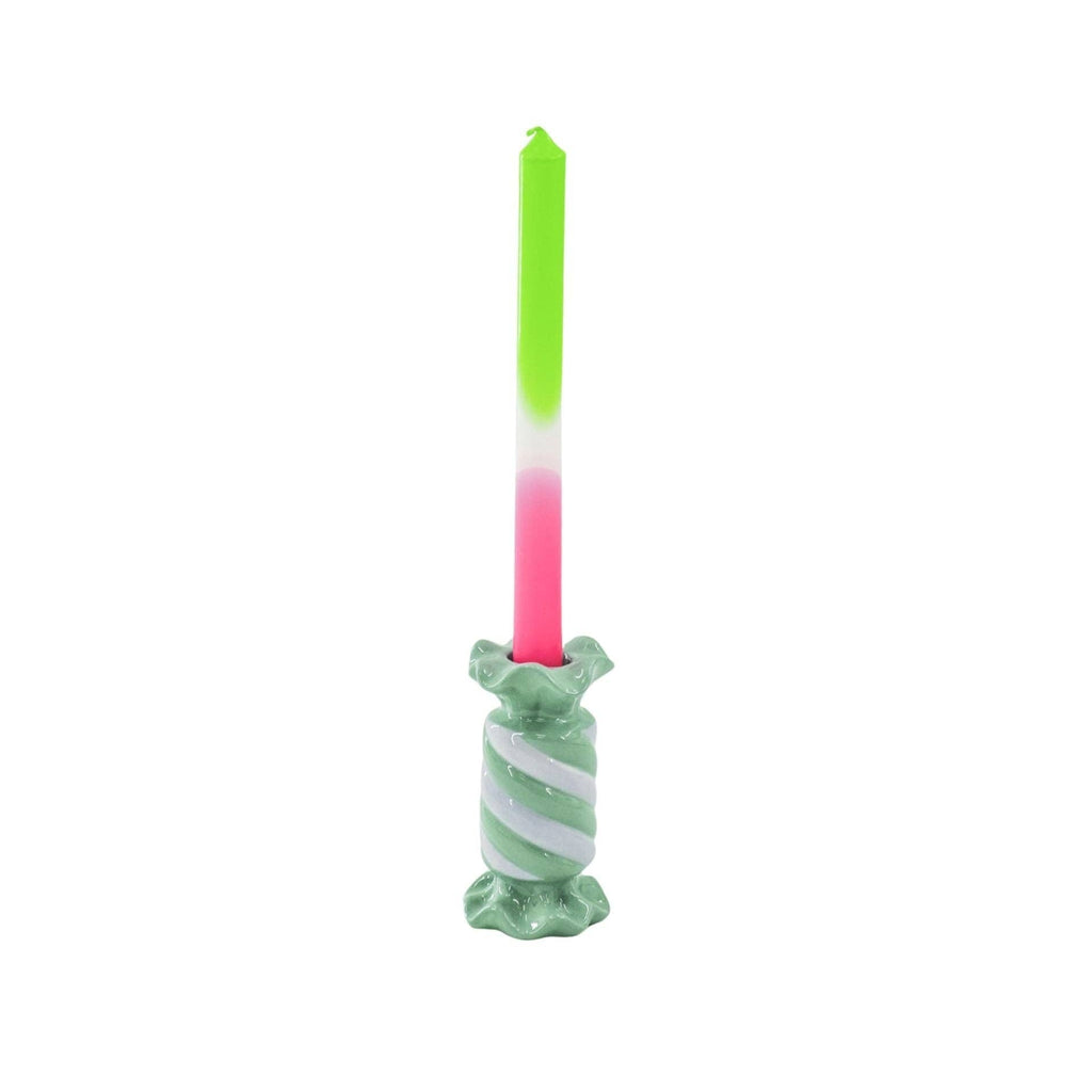 Candlestick - Toffee Candy - Ceramic - Mint/Lilac - 7.5x7.5x13 cm