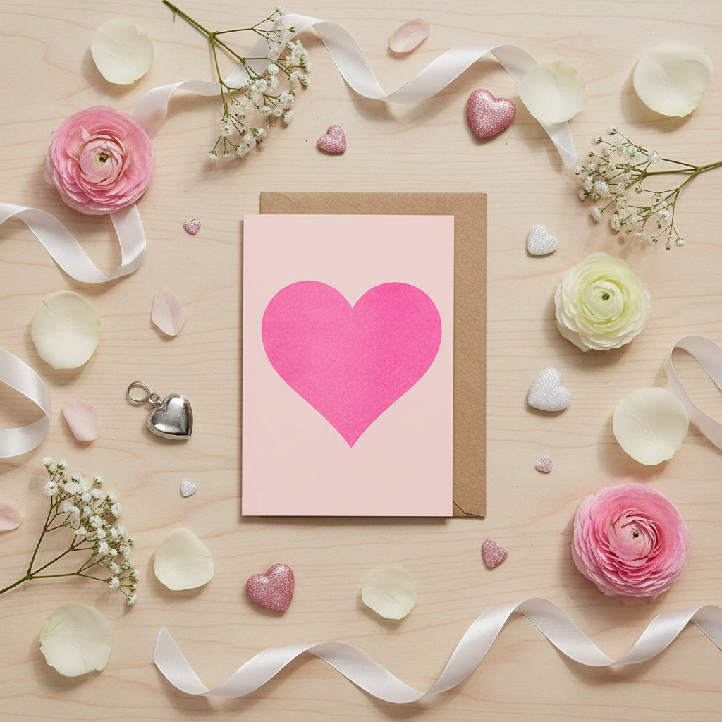 Cartolina di San Valentino - Cuore rosa
