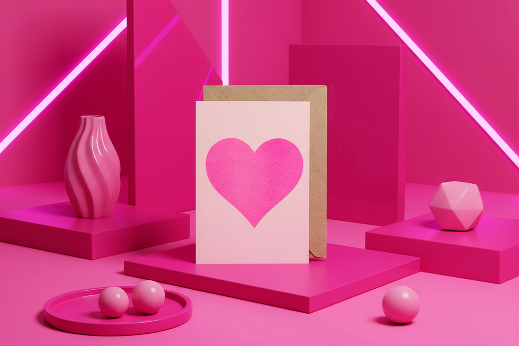 Cartolina di San Valentino - Cuore rosa