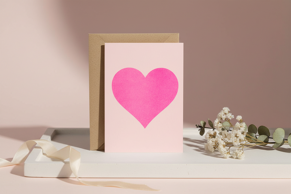 Cartolina di San Valentino - Cuore rosa