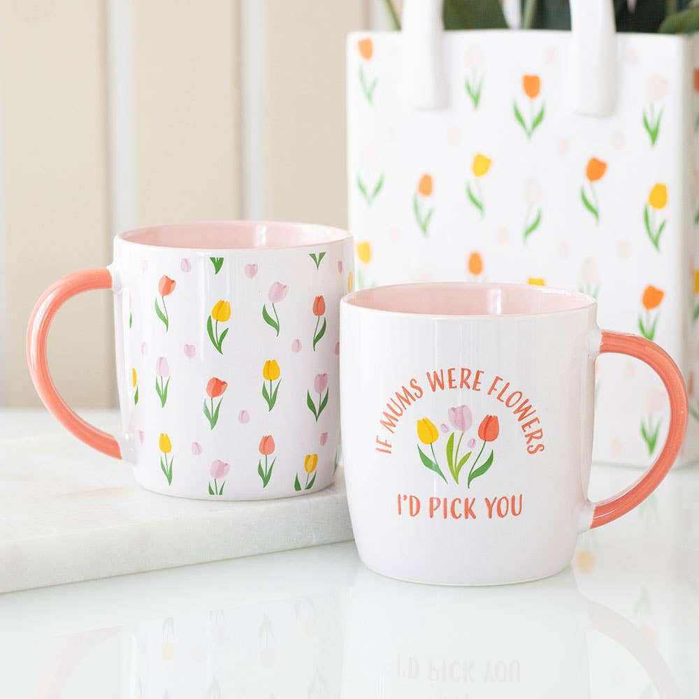 Tazza con motivo a tulipani