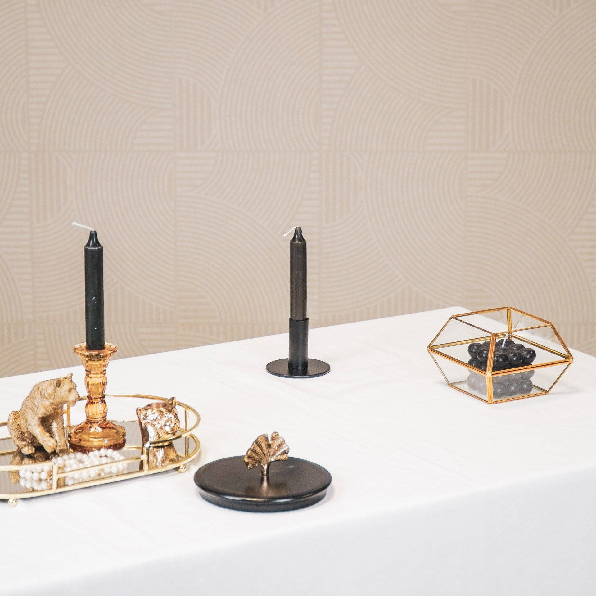 Candelabro - Base - Metallo - Nero - 8x8x6,5cm