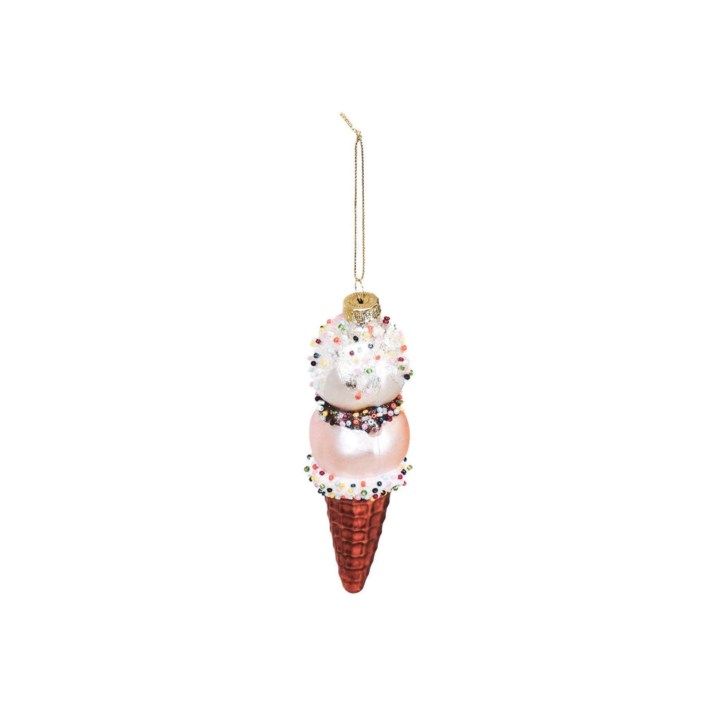 Boule de Noël Cornet de Glace Fraise Vanille