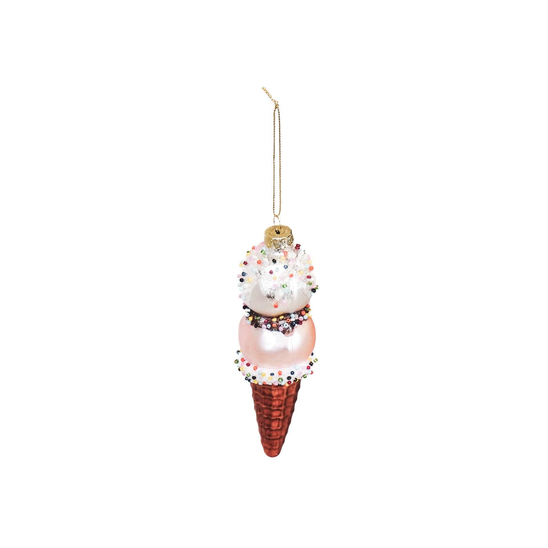 Boule de Noël Cornet de Glace Fraise Vanille