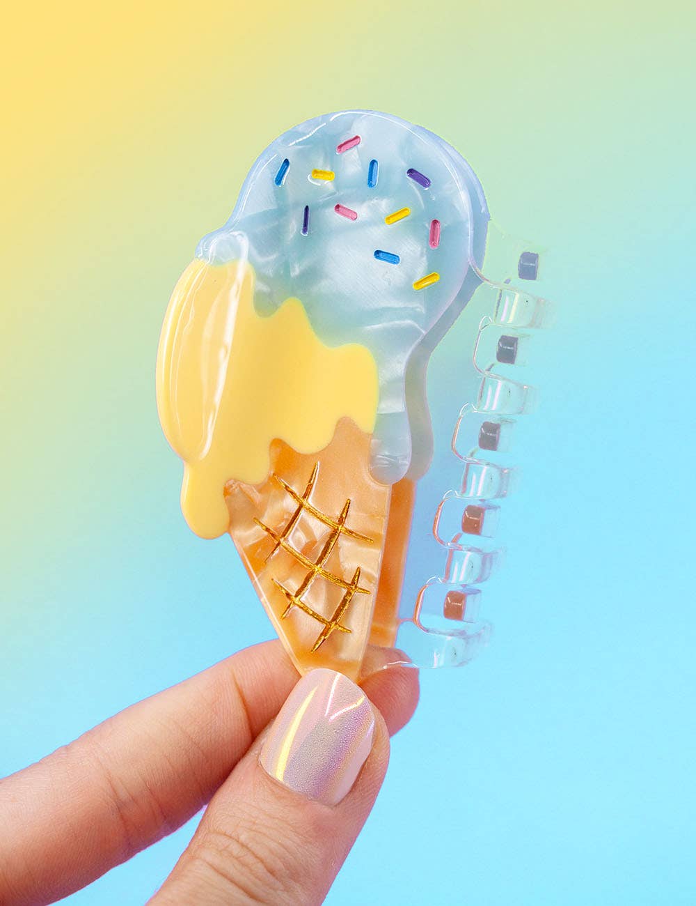 Pince à cheveux jaune turquoise rêve de glace – Dents larges | Joanna Behar – vue 1