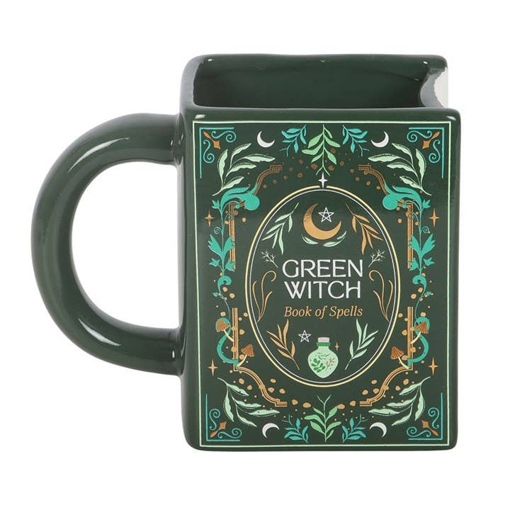 Green Witch Book Mug "Book of Spells"