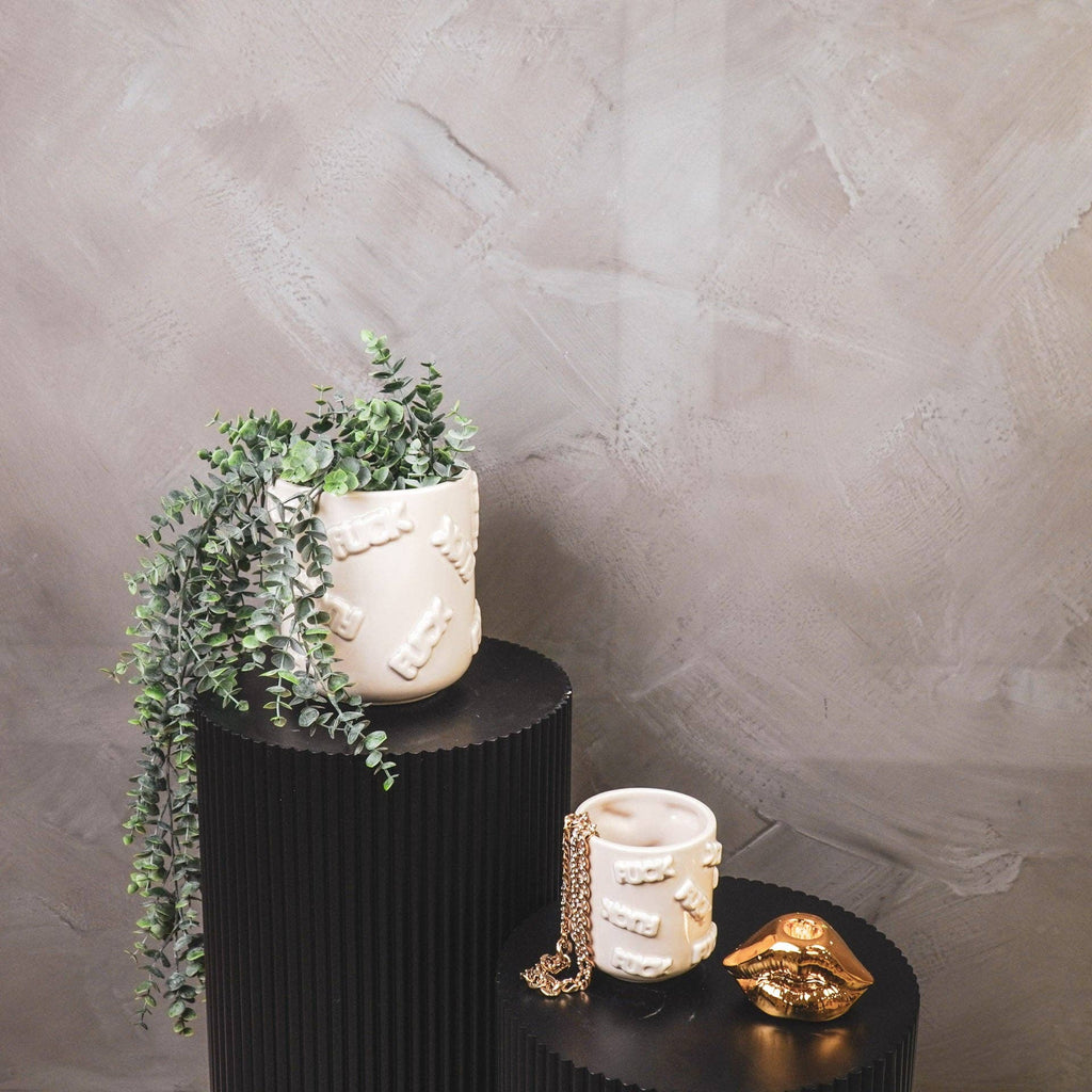 Vaso - 'MERDE' - Ceramica - Beige - 17,5x17,5x17,5cm