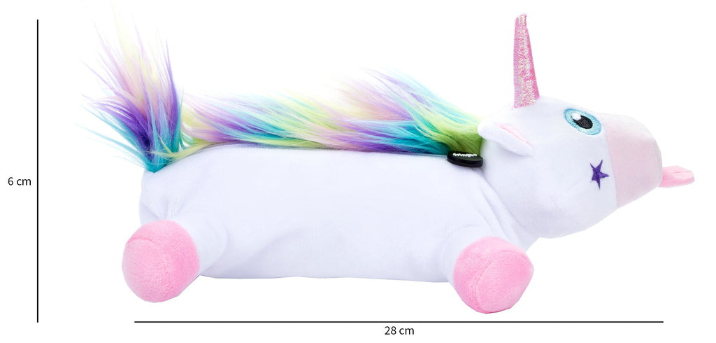 Trousse scolaire peluche licorne blanche arc-en-ciel