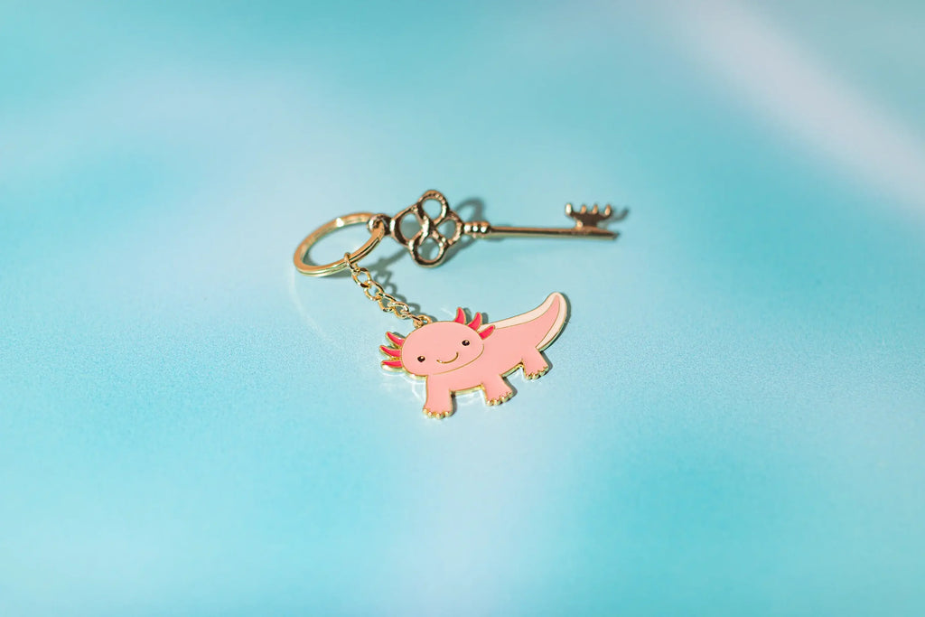 Porte-clés en émail Axolotl