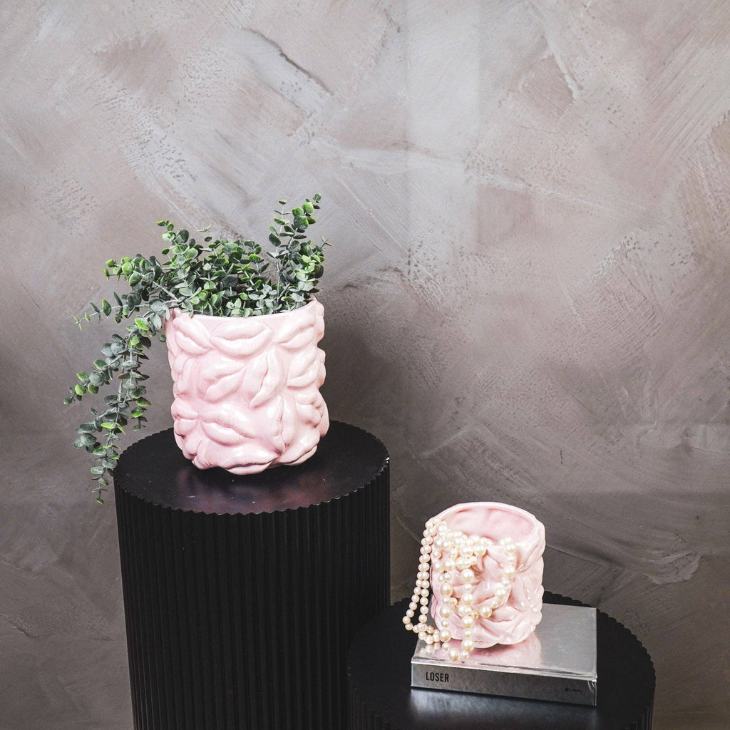 Vaso - Baci - Ceramica - Rosa chiaro - 17,5x17,5x17,5cm