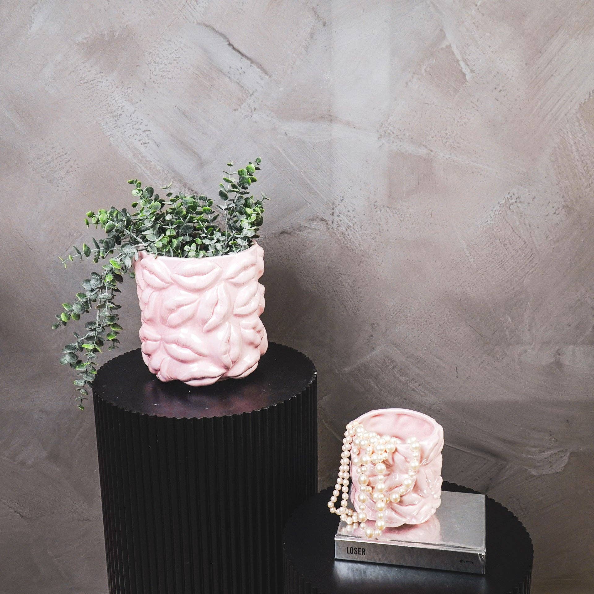 Vaso - Baci - Ceramica - Rosa chiaro - 17,5x17,5x17,5cm