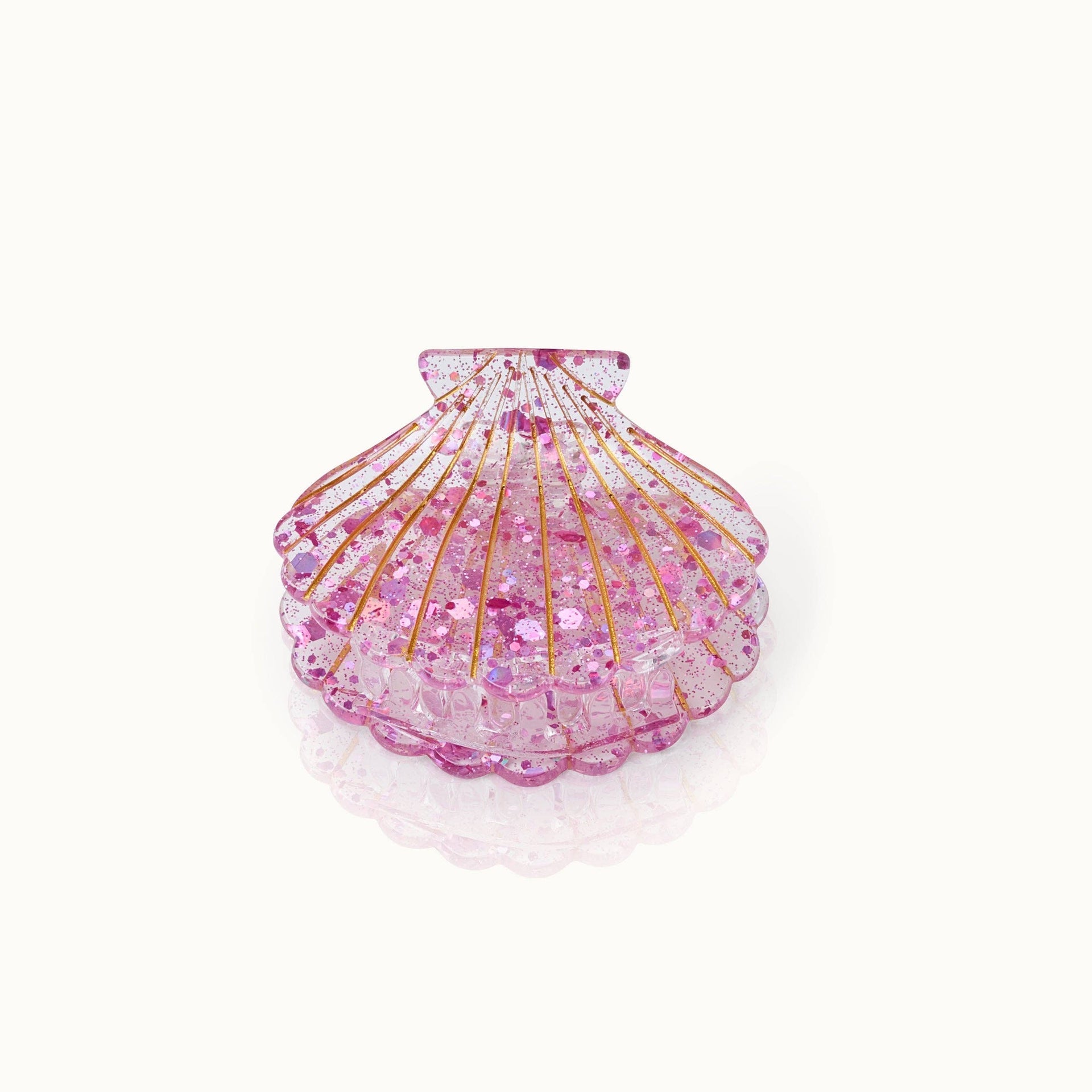 Pince à cheveux Coquillage rose scintillant