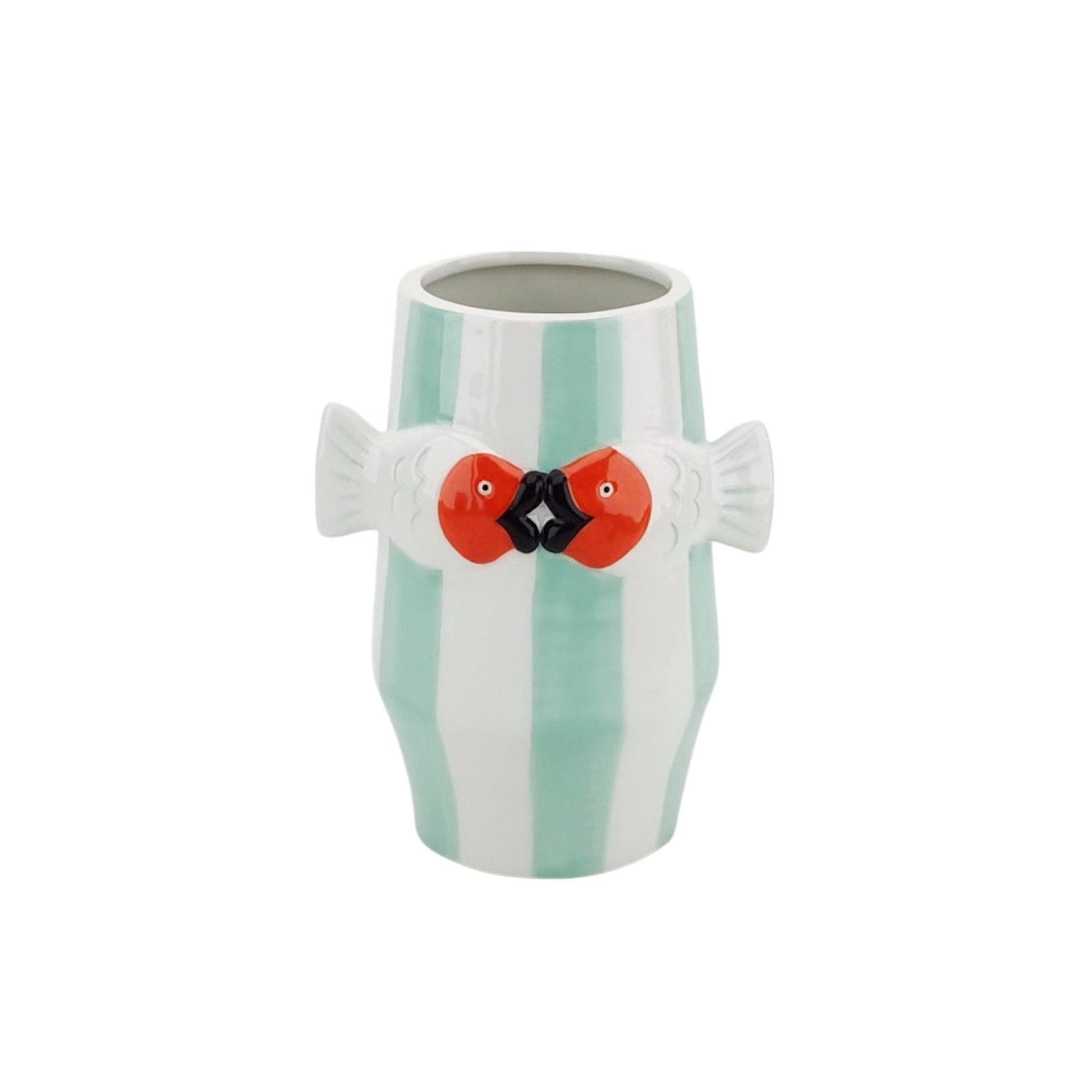 Vaso - Vaso per fiori Pesce-Menta/Bianco/Arancione - 14x11,5x18,5cm