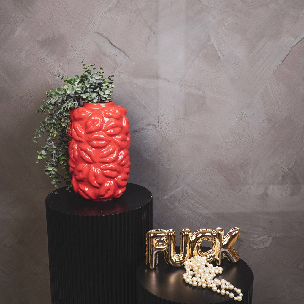 Vaso - Baci - Ceramica - Rosso - 17x17x27cm