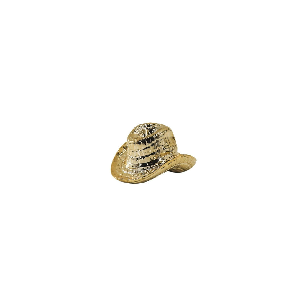 Candelabro - Cappello da cowboy - Ceramica - Oro - 13,5x11x7 cm