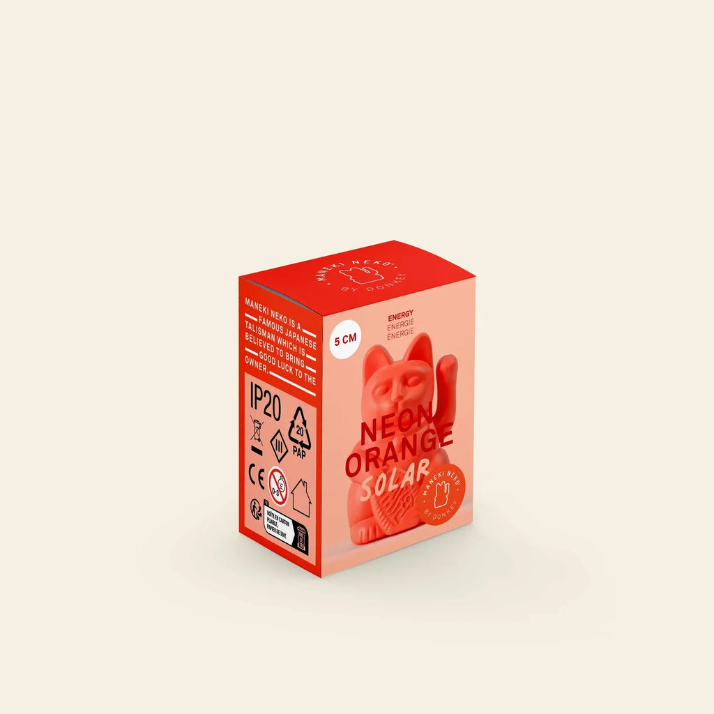Mini Gatto Portafortuna Solare Arancione Neon