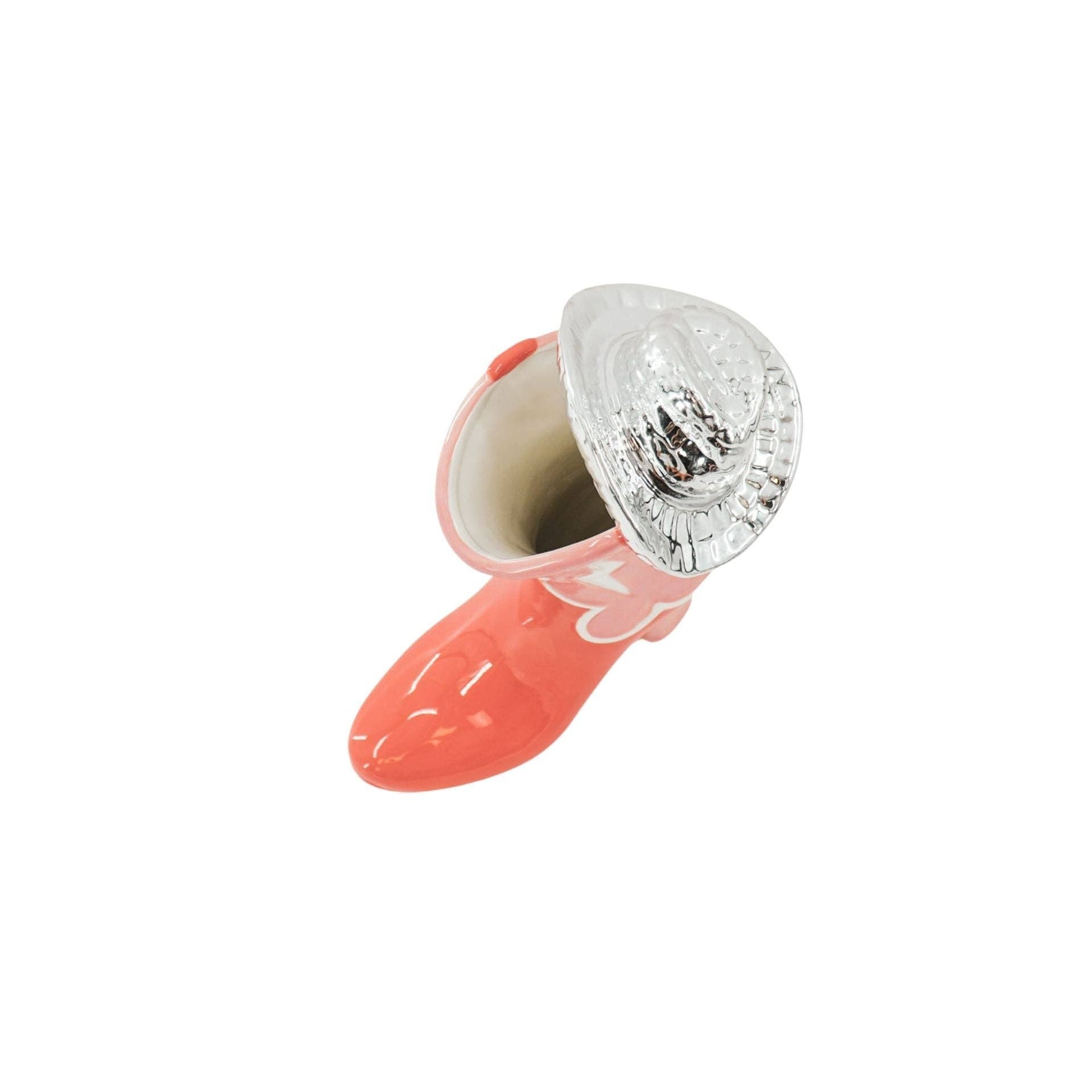 Vaso da fiori - Stivale con cappello da discoteca Vaso - Ceramica - Rosa/Arancione - 16,5x10,5x26,5cm