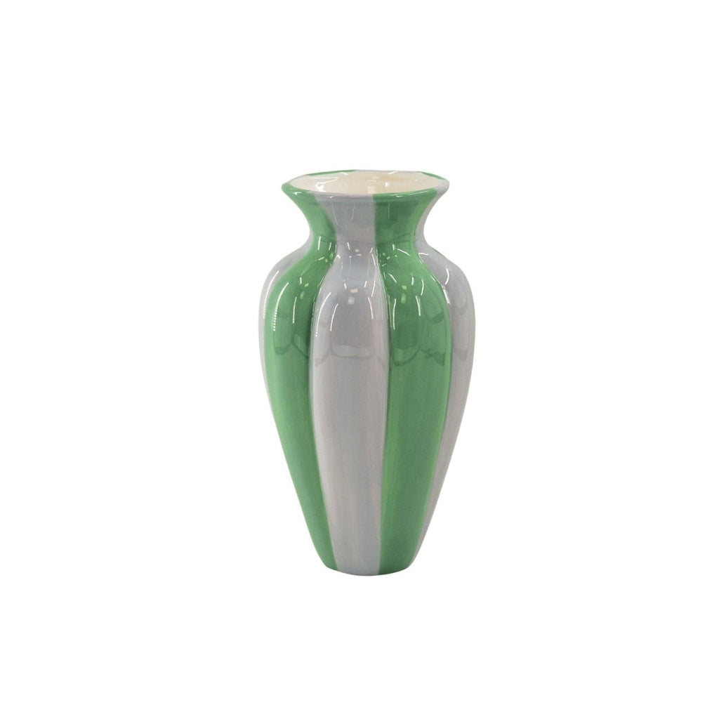 Vaso da fiori - Vaso a pieghe - Ceramica - Lilla/Verde - 16,5x16,5x29,5 cm